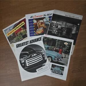 Lot 5 Vintage GMC Truck Magazine Advertisements 1940s 1950s Original GM Print Ad